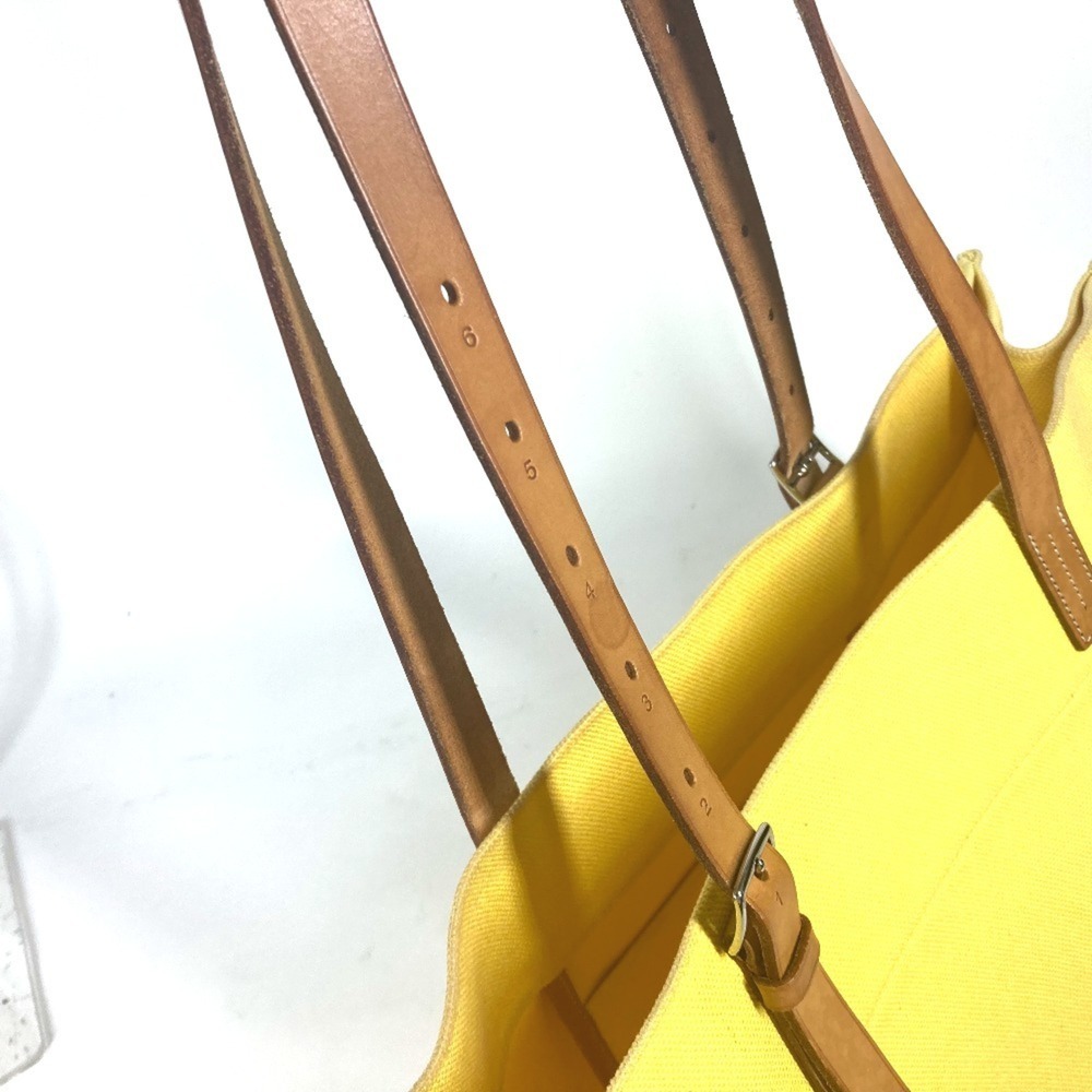 HERMES Etrivier Elan Tote Bag Shoulder Leather Canvas Women's Yellow D-241018-16 - Picture 6 of 13